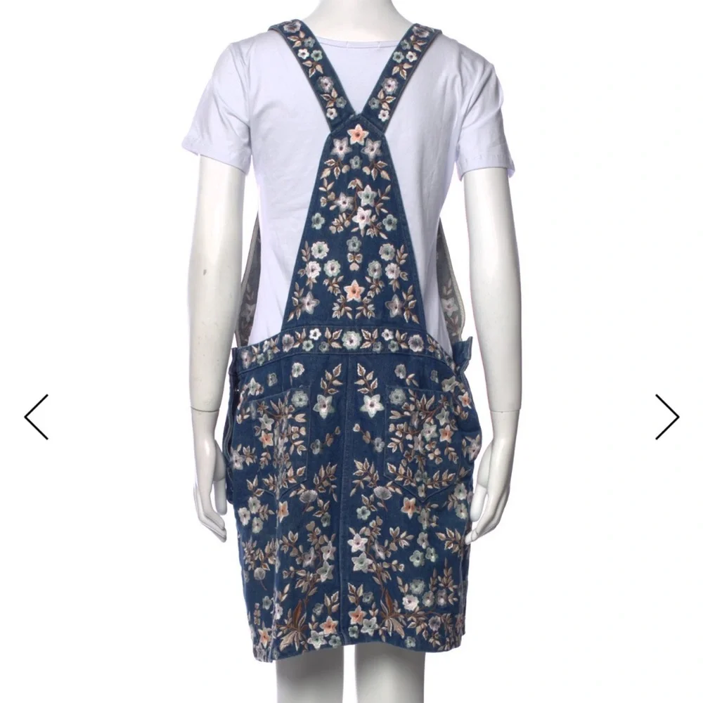 Needle & Thread Blue Floral Overall Jumper Dress EUC - Picture 4 of 5